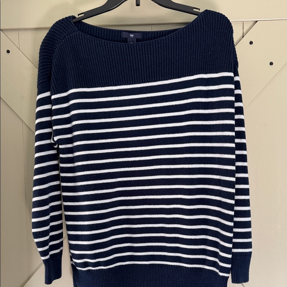 GAP Navy & White Striped Boatneck Sweater